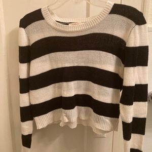 Striped cropped knit sweater